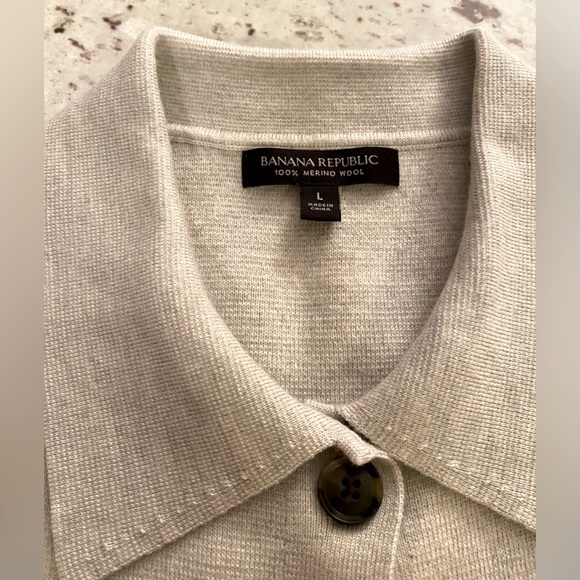 Shirt-Jacket “Shacket”, Sz L, light gray, smooth knit, Banana Republic - Picture 9 of 13